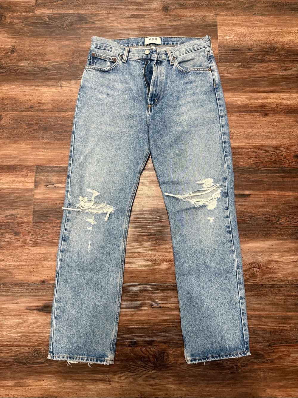 Agolde 90s Blue Denim Distressed Jeans